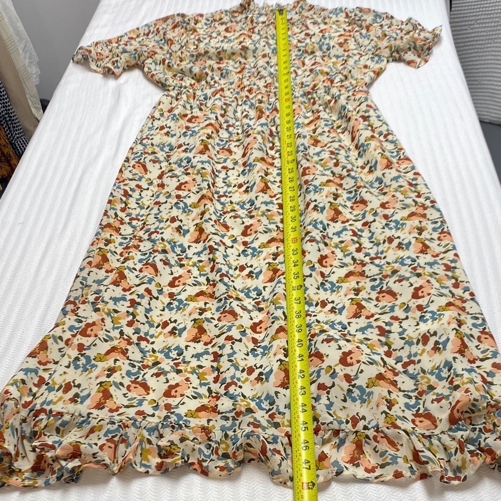 Prairiecore Floral Dress Romantic Vintage Inspired Flowy Feminine Ruffle | Large - Picture 13 of 15